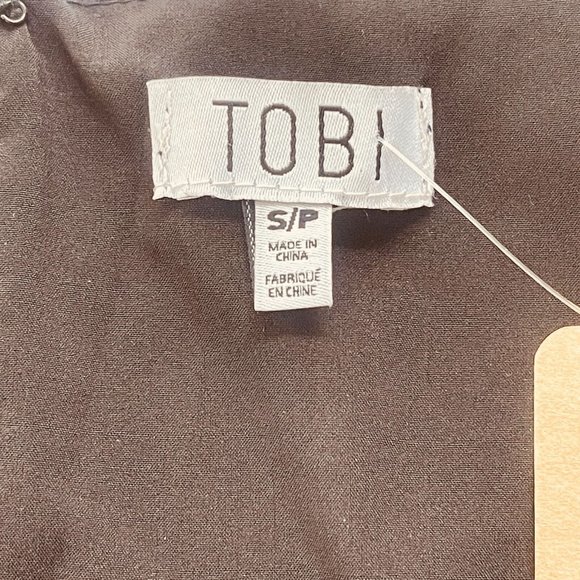 Tobi Feelin Floral Side Slit Midi Dress sz SP Black Square Neck Short Sleeve Tie - Picture 4 of 9